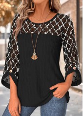 Black Tummy Coverage 3/4 Sleeve Round Neck Blouse | thumb picture 