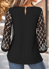 Black Tummy Coverage 3/4 Sleeve Round Neck Blouse | thumb picture 