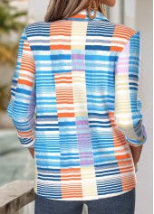 Sky Blue Tummy Coverage Geometric Print Long Sleeve Shirt | thumb picture 