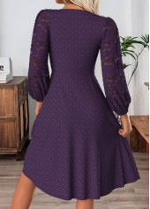Dark Purple Tummy Coverage Long Sleeve V Neck Dress | thumb picture 