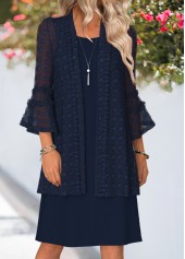 Navy Tummy Coverage 3/4 Sleeve Dress and Cardigan