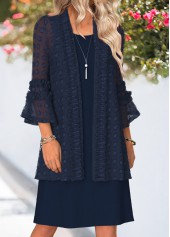Navy Tummy Coverage 3/4 Sleeve Dress and Cardigan | thumb picture 