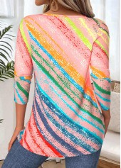 Multi Color Tummy Coverage Geometric Print T Shirt | thumb picture 