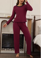 Wine Red Long Sleeve Lounge Top and Pants