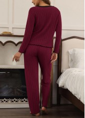Wine Red Long Sleeve Lounge Top and Pants | thumb picture 