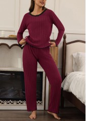 Wine Red Long Sleeve Lounge Top and Pants | thumb picture 