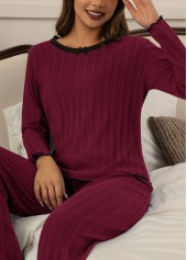 Wine Red Long Sleeve Lounge Top and Pants | thumb picture 