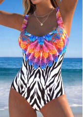 Tummy Coverage Zebra Stripe Print One Piece Swimwear | thumb picture 