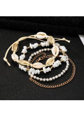 Golden Shell Beaded Design Alloy Anklets | thumb picture 
