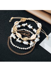 Golden Shell Beaded Design Alloy Anklets | thumb picture 