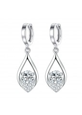 Silver Teardrop Design Hollow Copper Earrings | thumb picture 