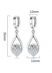 Silver Teardrop Design Hollow Copper Earrings | thumb picture 