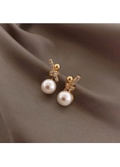 Golden Pearl Bow Design Alloy Earrings | thumb picture 