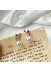 Golden Pearl Bow Design Alloy Earrings | thumb picture 