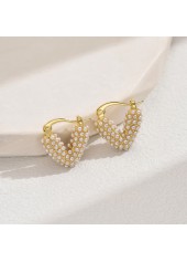 Golden Heart Geometric Pearl Alloy Earrings
