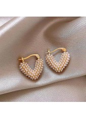 Golden Heart Geometric Pearl Alloy Earrings | thumb picture 