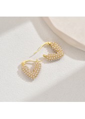 Golden Heart Geometric Pearl Alloy Earrings | thumb picture 