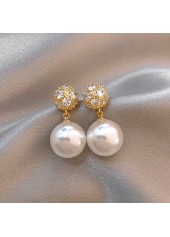 Golden Pearl Design Round Alloy Earrings