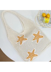 Beige Star Print Open Shoulder Bag | thumb picture 