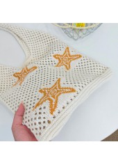 Beige Star Print Open Shoulder Bag | thumb picture 