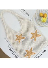 Beige Star Print Open Shoulder Bag | thumb picture 