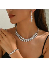 Silver Rhinestone Earrings and Necklace and Bracelet | thumb picture 