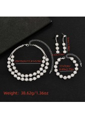 Silver Rhinestone Earrings and Necklace and Bracelet | thumb picture 