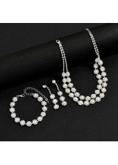 Silver Rhinestone Earrings and Necklace and Bracelet | thumb picture 