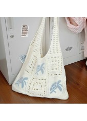 Dusty Blue Marine Life Print Open Shoulder Bag | thumb picture 