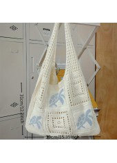 Dusty Blue Marine Life Print Open Shoulder Bag | thumb picture 