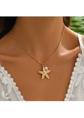 Golden Starfish Pearl Design Alloy Necklace
