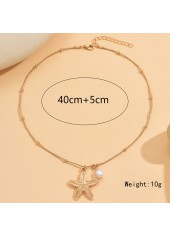 Golden Starfish Pearl Design Alloy Necklace | thumb picture 