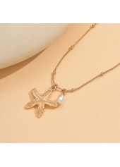 Golden Starfish Pearl Design Alloy Necklace | thumb picture 