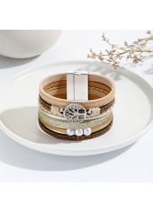 Light Coffee Color Faux Leather Bangle