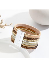 Light Coffee Color Faux Leather Bangle | thumb picture 