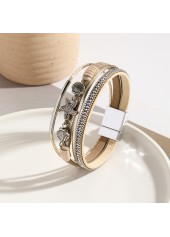 Gray Brown Shell Faux Leather Bangle