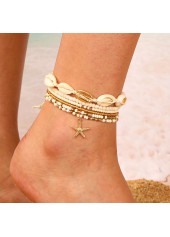 Golden Shell Starfish Seed Beads Anklets