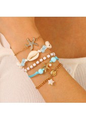 Light Blue Shell Starfish Alloy Bracelets