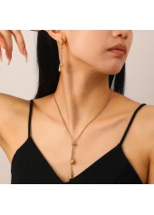 Golden Stainless Steel Teardrop Earrings and Necklace