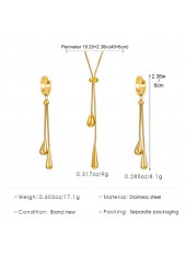 Golden Stainless Steel Teardrop Earrings and Necklace | thumb picture 