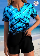 Tummy Coverage Mid Waisted Ombre Black Tankini Set