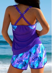 Tummy Coverage Mid Waisted Graffiti Print Tankini Set | thumb picture 