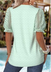 Mint Green Tummy Coverage Short Sleeve Split Neck Blouse | thumb picture 