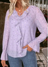 Light Purple Tummy Coverage Long Sleeve Blouse and Camisole | thumb picture 