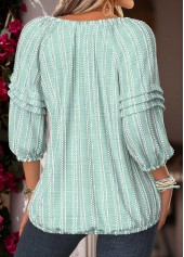 Mint Green Tummy Coverage 3/4 Sleeve Round Neck Blouse | thumb picture 