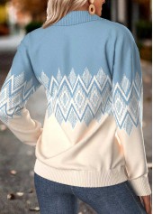 Dusty Blue Tummy Coverage Geometric Print Long Sleeve Sweatshirt | thumb picture 