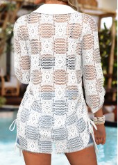 White Shirred Hollowedout Long Sleeve Shirt | thumb picture 