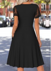 Black Tummy Coverage Short Sleeve V Neck Dress | thumb picture 