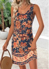 Multi Color Tribal Print Short Sleeveless Scoop Neck Dress | thumb picture 