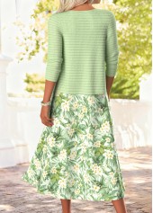 Light Green Tummy Coverage Floral Print Dress and Cardigan | thumb picture 